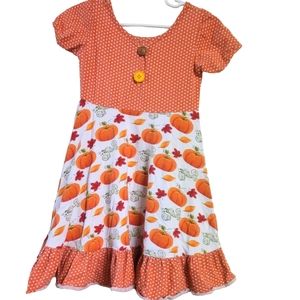 Tiny twirls kids boutique 🎃 Pumpkin Girls size: 5/6 Cotton Dress